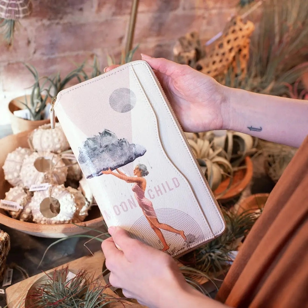 PAPAYA ART! TRAVEL CLUTCH WALLET - MOON CHILD